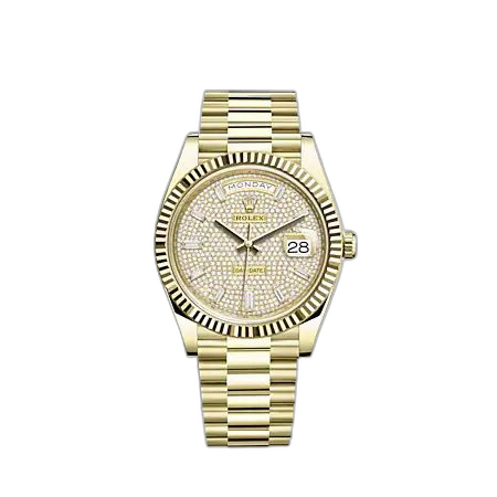 [228238-0054] Day-Date 40 Yellow Gold - Fluted / Paved