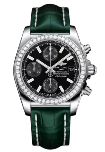 [A1331053/BD92/772P] Chronomat 38 SleekT Stainless Steel / Diamond / Black / Alligator