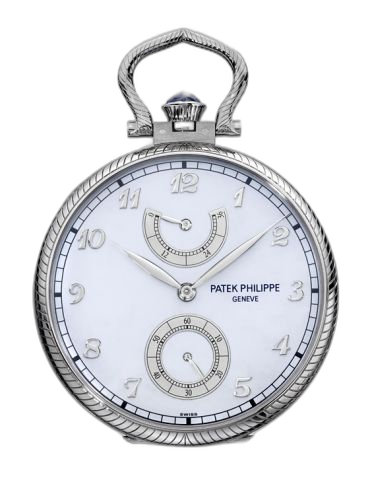 [982/132G] Pocket Watch Lepine Power Reserve White Gold / Horses