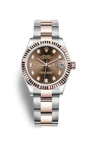 [278271-0027] Datejust 31 Stainless Steel/ Rose Gold / Fluted / Chocolate - Diamond / Oyster
