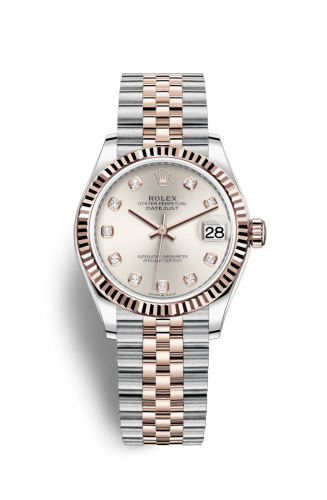 [278271-0016] Datejust 31 Stainless Steel/ Rose Gold / Fluted / Silver - Diamond / Jubilee