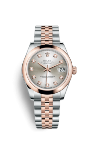 [178241-0046] Datejust 31 Rolesor Everose Domed / Jubilee / Silver Diamonds