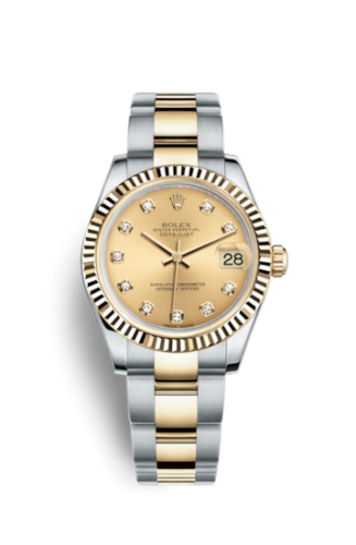 [178273-0018] Datejust 31 Rolesor Yellow Fluted / Oyster / Champagne Diamond