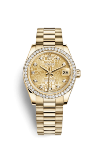[178288-0021] Datejust 31 Yellow Gold Diamond / President / Champagne Computer