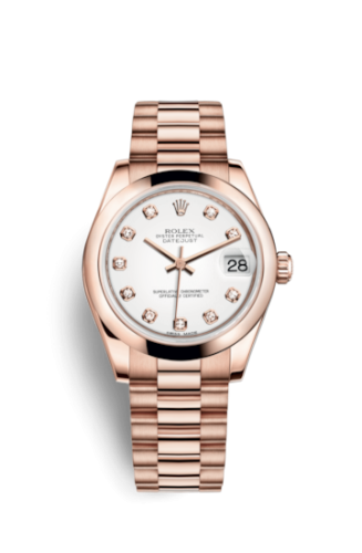 [178245f-0001] Datejust 31 Everose Domed / President / White Diamond
