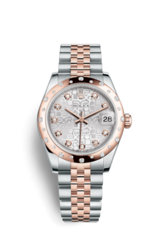 [178341-0045] Datejust 31 Rolesor Everose Domed Diamond / Jubilee / Silver Computer