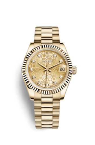 [178278-0021] Datejust 31 Yellow Gold Fluted / President / Champagne Computer