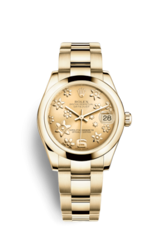 [178248-0085] Datejust 31 Yellow Gold Domed / Oyster / Champagne Floral
