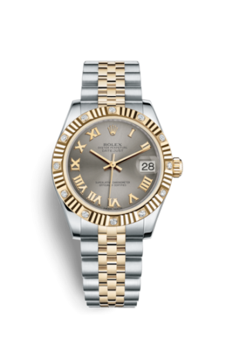 [178313-0070] Datejust 31 Rolesor Yellow Fluted Diamond / Jubilee / Steel Roman