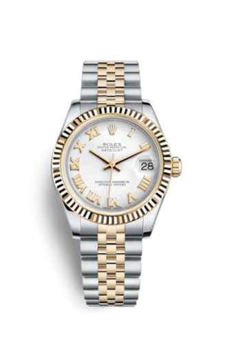 [178273-0073] Datejust 31 Rolesor Yellow Fluted / Jubilee / White Roman