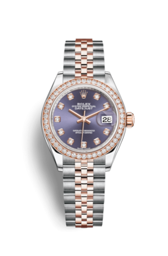 [279381rbr-0015] Lady-Datejust 28 Rolesor Rose Diamond / Jubilee / Aubergine Diamond