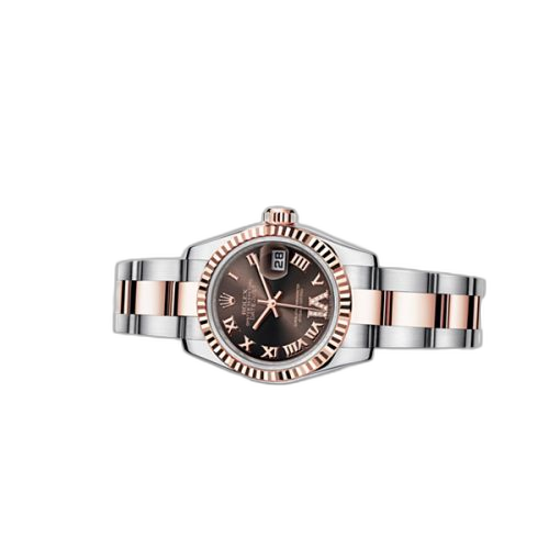 [179171-0076] Lady-Datejust 26 Rolesor Everose Fluted Chocolate Oyster