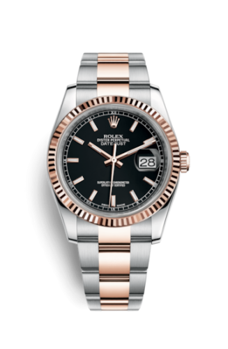 [116231-0093] Datejust 36 Rolesor Everose Fluted / Oyster / Black