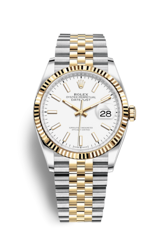 [126233-0019] Datejust 36 Stainless Steel / Yellow Gold / Fluted / White / Jubilee