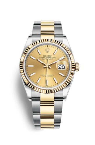 [126233-0016] Datejust 36 Stainless Steel / Yellow Gold / Fluted / Champagne / Oyster
