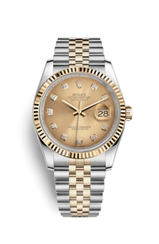 [116233-0150] Datejust 36 Rolesor Yellow Fluted / Jubilee / Champagne Diamonds
