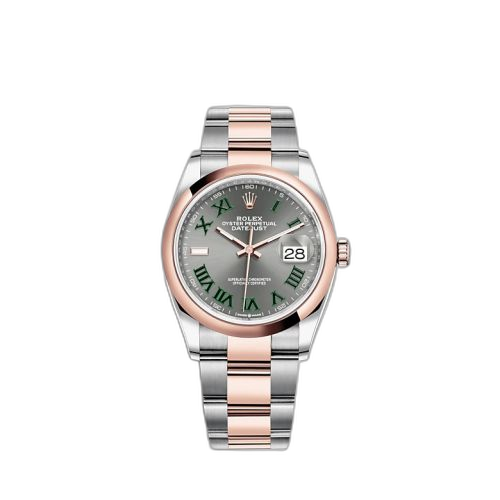[126201-0030] Datejust 36 Stainless Steel / Everose / Domed / Slate - Roman / Oyster