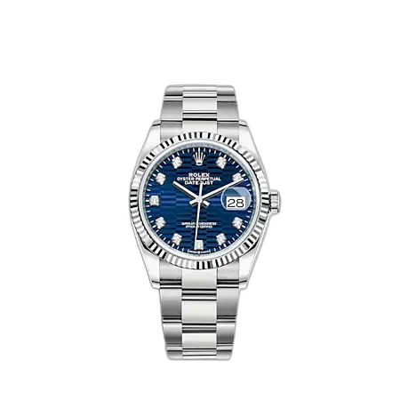 [126234-0058] Datejust 36 Stainless Steel - Fluted / Blue - Fluted - Diamond / Oyster