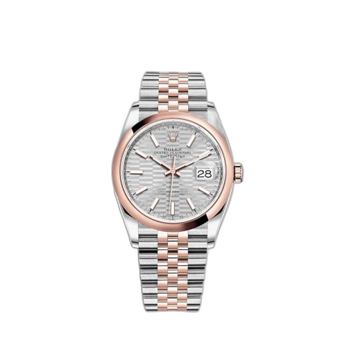 [126201-0033] Datejust 36 Stainless Steel / Everose / Domed / Silver - Fluted / Jubilee