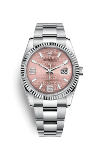 [116234-0154] Datejust 36 Stainless Steel Fluted / Oyster / Pink Wave