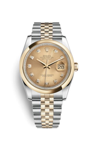 [116203-0140] Datejust 36 Rolesor Yellow Domed / Jubilee / Champagne Diamonds