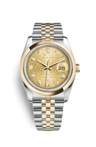 [116203-0173] Datejust 36 Rolesor Yellow Domed / Jubilee / Champagne Computer
