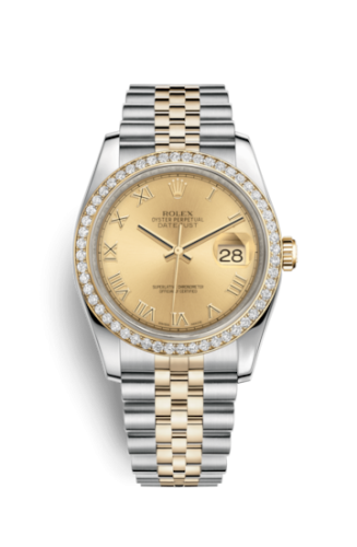 [116243-0019] Datejust 36 Rolesor Yellow Diamond / Jubilee / Champagne Roman