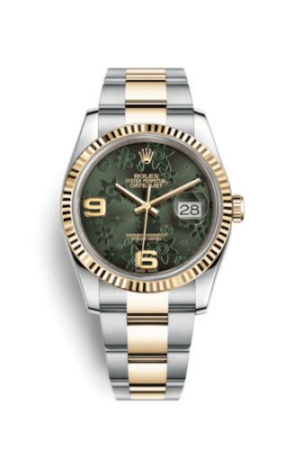 [116233-0183] Datejust 36 Rolesor Yellow Fluted / Oyster / Green Floral