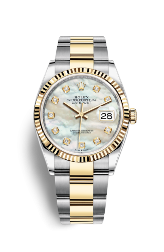 [126233-0024] Datejust 36 Stainless Steel / Yellow Gold / Fluted / MOP Diamond / Oyster
