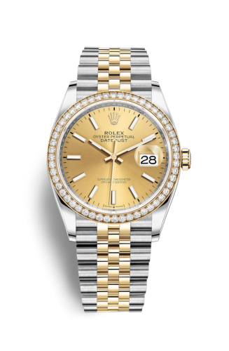 [126283RBR-0001] Datejust 36 Stainless Steel / Yellow Gold / Diamond / Champagne / Jubilee
