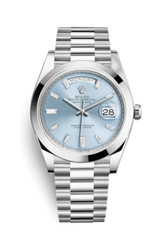 [228206-0002] Day-Date 40 Platinum / Ice Blue Diagonal Diamond