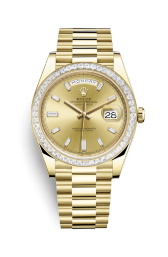 [228398tbr-0002] Day-Date 40 Yellow Gold - Baguette / Champagne - Baguette