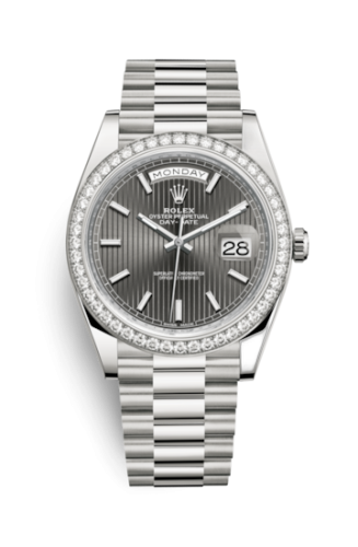 [228349rbr-0008] Day-Date 40 White Gold - Diamond / Grey Tuxedo