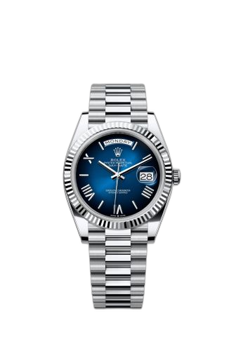 [228236-0024] Day-Date 40 Platinum - Fluted / Blue Ombré