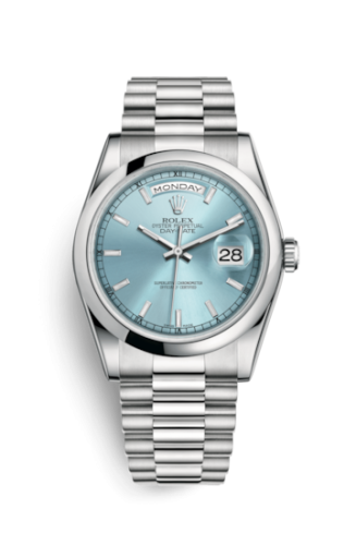 [118206-0040] Day-Date 36 Platinum Domed / President / Ice Blue