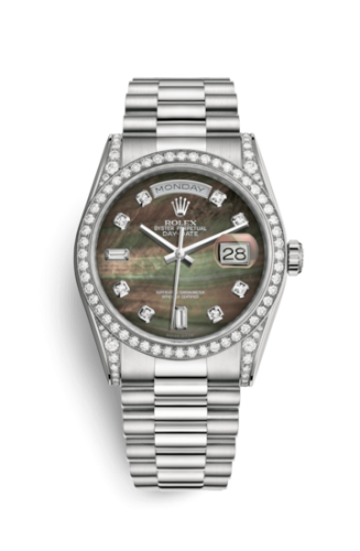 [118389-0010] Day-Date 36 White Gold Diamonds / President / Black MOP