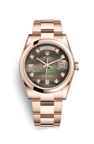 [118205f-0057] Day-Date 36 Everose Domed / Oyster / Black MOP