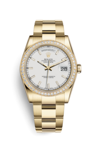 [118348-0098] Day-Date 36 Yellow Gold Diamonds / Oyster / White