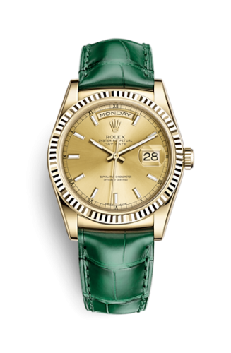 [118138-0125] Day-Date 36 Yellow Gold Fluted / Strap / Champagne