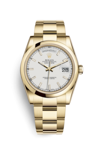 [118208-0112] Day-Date 36 Yellow Gold Domed / Oyster / White