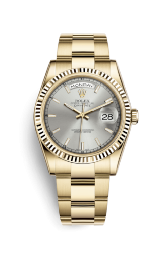 [118238-0164] Day-Date 36 Yellow Gold Fluted / Oyster / Silver
