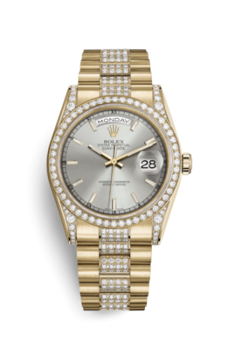 [118388-0174] Day-Date 36 Yellow Gold Diamonds / President Diamonds / Silver