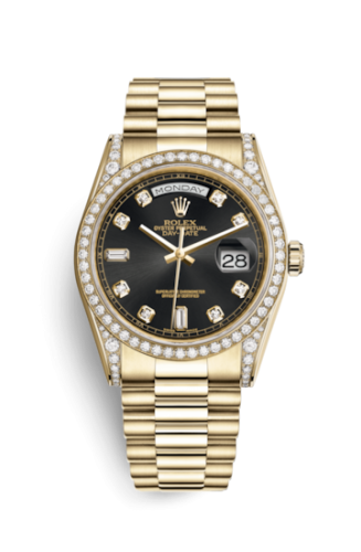 [118388-0021] Day-Date 36 Yellow Gold Diamonds / President Diamonds / Black Diamond