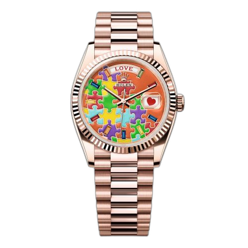 [128235-0063] Day-Date 36 Everose Gold - Fluted / Emoji Puzzle