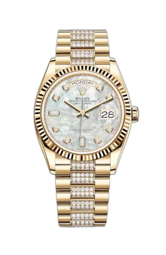 [128238-0032 (aka: M128238-0032)] Day-Date 36 Yellow Gold / Fluted / MOP-Diamond / President-Diamond
