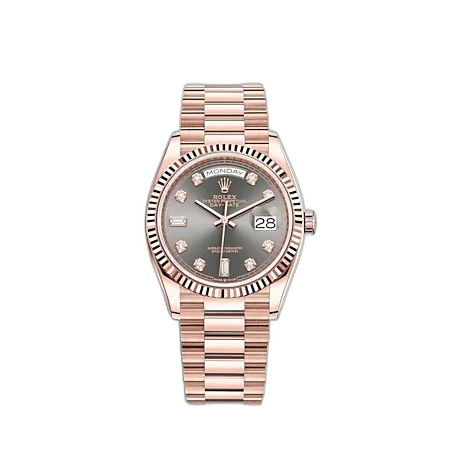 [128235-0050 (aka: M128235-0050)] Day-Date 36 Everose Gold / Fluted / Slate - Diamond / President