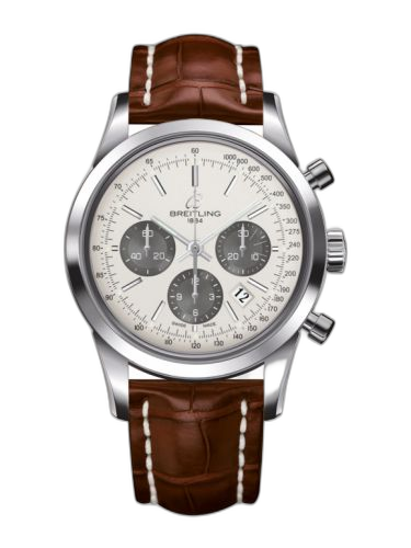 [AB015212/G724/737P/A20BA.1] Transocean Chronograph Stainless Steel / Panda / Croco / Pin