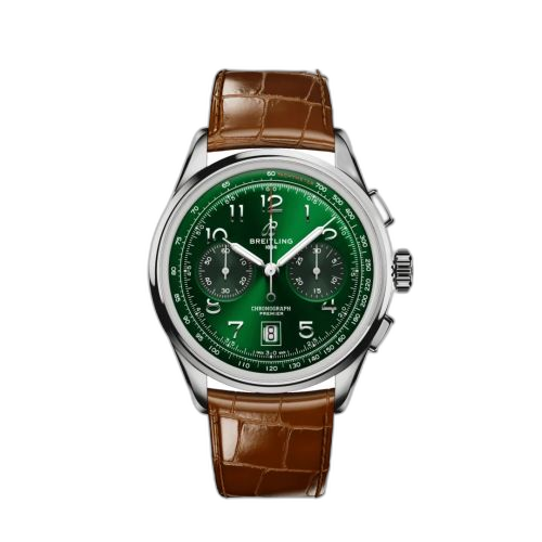 [AB0145371L1P1] Premier B01 Chronograph 42 Stainless Steel / Green / Alligator