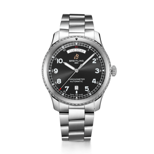 [A45330101B1A1 (aka: A4533010.BG86.187A)] Navitimer 8 Automatic Day & Date 41 Stainless Steel / Black / Bracelet