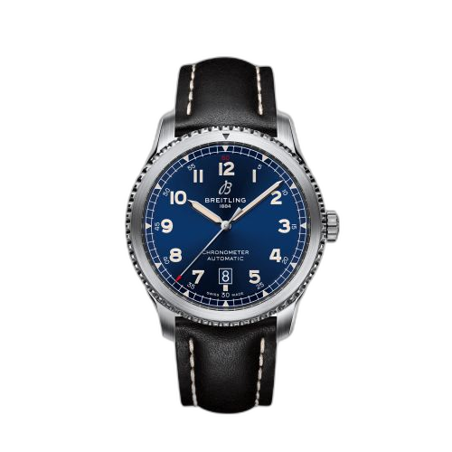 [A17315101C1X4] Aviator 8 Automatic 41 Stainless Steel / Blue / Calf / Folding